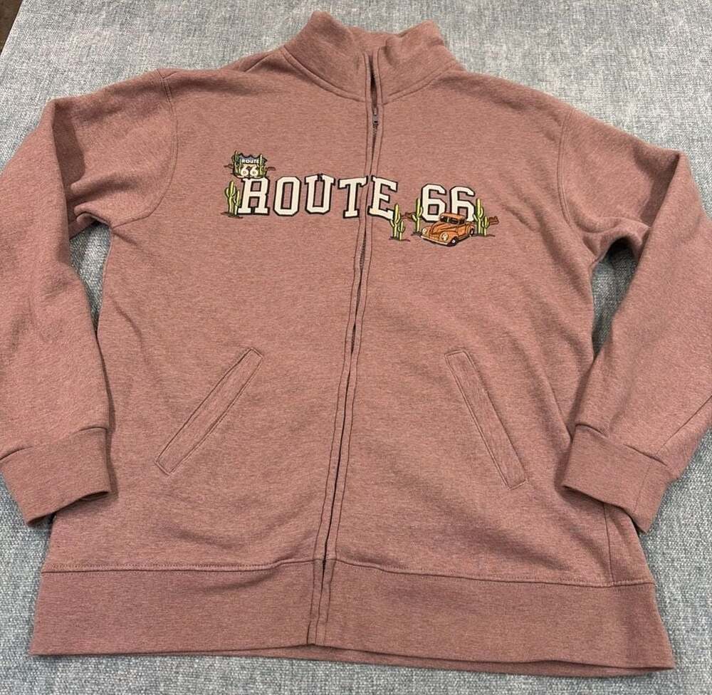 Arizona Route 66 Dusty Rose Embroidered Full Zip Sweatshirt XL